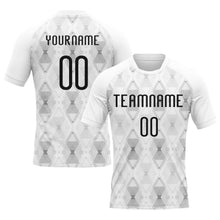 Load image into Gallery viewer, Custom White Black Geometric Shape Sublimation Volleyball Uniform Jersey
