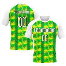 Load image into Gallery viewer, Custom Neon Green White-Black Abstract Shape Sublimation Volleyball Uniform Jersey
