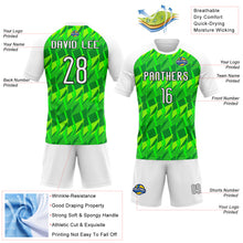 Laden Sie das Bild in den Galerie-Viewer, Custom Neon Green White-Black Abstract Shape Sublimation Volleyball Uniform Jersey
