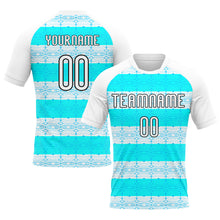 Charger l&#39;image dans la galerie, Custom White Lakes Blue-Black Abstract Shape Sublimation Volleyball Uniform Jersey
