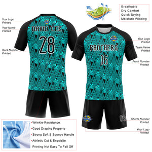 Custom Lakes Blue Black-White Geometric Shape Sublimation Volleyball Uniform Jersey