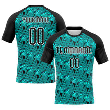 Загрузить изображение в средство просмотра галереи, Custom Lakes Blue Black-White Geometric Shape Sublimation Volleyball Uniform Jersey
