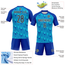 Load image into Gallery viewer, Custom Thunder Blue Black-Lakes Blue Geometric Shape Sublimation Volleyball Uniform Jersey
