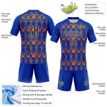 Charger l&#39;image dans la galerie, Custom Thunder Blue Black-Bay Orange Abstract Shape Sublimation Volleyball Uniform Jersey
