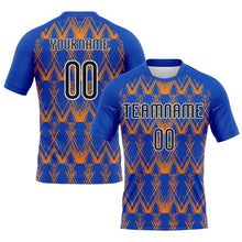 Charger l&#39;image dans la galerie, Custom Thunder Blue Black-Bay Orange Abstract Shape Sublimation Volleyball Uniform Jersey
