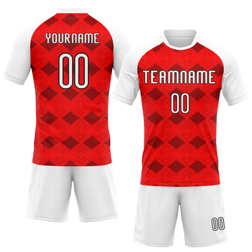 Custom Red White-Black Geometric Shape Sublimation Volleyball Uniform Jersey