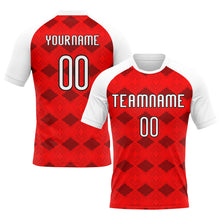 Laden Sie das Bild in den Galerie-Viewer, Custom Red White-Black Geometric Shape Sublimation Volleyball Uniform Jersey
