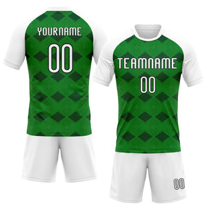 Custom Kelly Green White-Black Geometric Shape Sublimation Volleyball Uniform Jersey