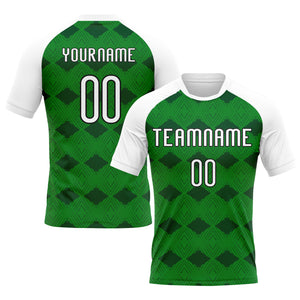 Custom Kelly Green White-Black Geometric Shape Sublimation Volleyball Uniform Jersey