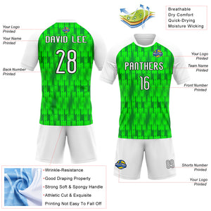 Custom Neon Green White-Black Abstract Shape Sublimation Volleyball Uniform Jersey