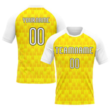 Laden Sie das Bild in den Galerie-Viewer, Custom Light Yellow White-Black Splash Sublimation Volleyball Uniform Jersey
