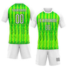 Load image into Gallery viewer, Custom Neon Green White-Black Geometric Shape Sublimation Volleyball Uniform Jersey
