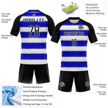 Load image into Gallery viewer, Custom Thunder Blue Black-White Lines Sublimation Volleyball Uniform Jersey
