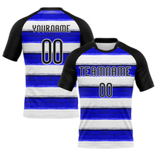 Загрузить изображение в средство просмотра галереи, Custom Thunder Blue Black-White Lines Sublimation Volleyball Uniform Jersey
