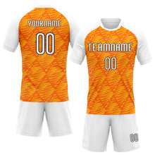 Load image into Gallery viewer, Custom Orange White-Black Lines And Dots Sublimation Volleyball Uniform Jersey
