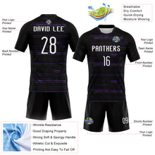 Загрузить изображение в средство просмотра галереи, Custom Black White-Purple Bright Lines Sublimation Volleyball Uniform Jersey
