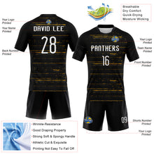 Load image into Gallery viewer, Custom Black White-Gold Bright Lines Sublimation Volleyball Uniform Jersey
