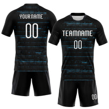 Charger l&#39;image dans la galerie, Custom Black White-Sky Blue Bright Lines Sublimation Volleyball Uniform Jersey
