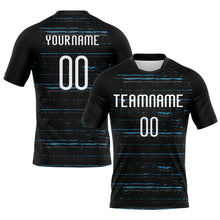 Load image into Gallery viewer, Custom Black White-Sky Blue Bright Lines Sublimation Volleyball Uniform Jersey
