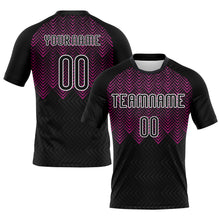 Загрузить изображение в средство просмотра галереи, Custom Black Deep Pink-White Geometric Shape Sublimation Volleyball Uniform Jersey
