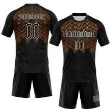 Laden Sie das Bild in den Galerie-Viewer, Custom Black Bay Orange-White Geometric Shape Sublimation Volleyball Uniform Jersey
