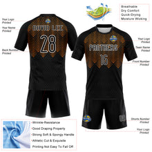 Загрузить изображение в средство просмотра галереи, Custom Black Bay Orange-White Geometric Shape Sublimation Volleyball Uniform Jersey
