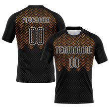 Load image into Gallery viewer, Custom Black Bay Orange-White Geometric Shape Sublimation Volleyball Uniform Jersey
