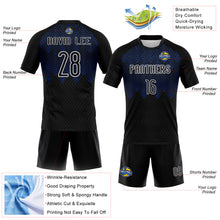 Laden Sie das Bild in den Galerie-Viewer, Custom Black Thunder Blue-White Geometric Shape Sublimation Volleyball Uniform Jersey
