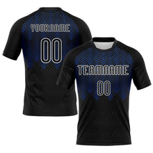 Load image into Gallery viewer, Custom Black Thunder Blue-White Geometric Shape Sublimation Volleyball Uniform Jersey
