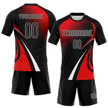 Загрузить изображение в средство просмотра галереи, Custom Black Red-White Lines And Dots Sublimation Volleyball Uniform Jersey
