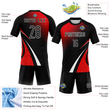 Laden Sie das Bild in den Galerie-Viewer, Custom Black Red-White Lines And Dots Sublimation Volleyball Uniform Jersey
