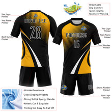 Load image into Gallery viewer, Custom Black Gold-White Lines And Dots Sublimation Volleyball Uniform Jersey
