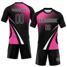 Загрузить изображение в средство просмотра галереи, Custom Black Pink-White Lines And Dots Sublimation Volleyball Uniform Jersey
