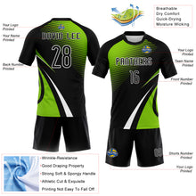 Load image into Gallery viewer, Custom Black Neon Green-White Lines And Dots Sublimation Volleyball Uniform Jersey
