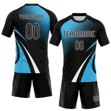 Charger l&#39;image dans la galerie, Custom Black Sky Blue-White Lines And Dots Sublimation Volleyball Uniform Jersey
