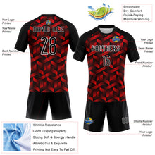 Laden Sie das Bild in den Galerie-Viewer, Custom Fire Red Black-White Geometric Shape Sublimation Volleyball Uniform Jersey
