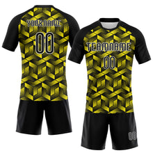 Load image into Gallery viewer, Custom Light Yellow Black-White Geometric Shape Sublimation Volleyball Uniform Jersey
