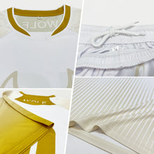 Load image into Gallery viewer, Custom Light Yellow Black-White Geometric Shape Sublimation Volleyball Uniform Jersey
