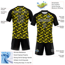 Load image into Gallery viewer, Custom Light Yellow Black-White Geometric Shape Sublimation Volleyball Uniform Jersey
