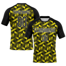 Laden Sie das Bild in den Galerie-Viewer, Custom Light Yellow Black-White Geometric Shape Sublimation Volleyball Uniform Jersey
