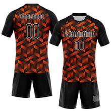 Load image into Gallery viewer, Custom Orange Black-White Geometric Shape Sublimation Volleyball Uniform Jersey
