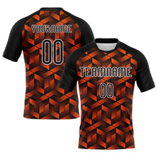 Laden Sie das Bild in den Galerie-Viewer, Custom Orange Black-White Geometric Shape Sublimation Volleyball Uniform Jersey
