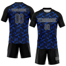 Laden Sie das Bild in den Galerie-Viewer, Custom Thunder Blue Black-White Geometric Shape Sublimation Volleyball Uniform Jersey
