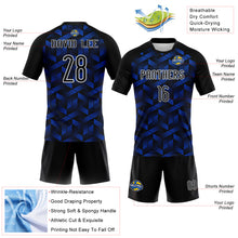 Laden Sie das Bild in den Galerie-Viewer, Custom Thunder Blue Black-White Geometric Shape Sublimation Volleyball Uniform Jersey
