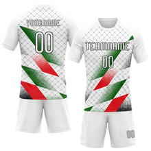 Laden Sie das Bild in den Galerie-Viewer, Custom White Black Red-Kelly Green Palestine Geometric Shape Sublimation Volleyball Uniform Jersey
