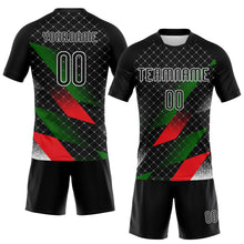 Laden Sie das Bild in den Galerie-Viewer, Custom Black Red-Kelly Green Palestine Geometric Shape Sublimation Volleyball Uniform Jersey
