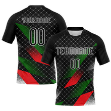 Load image into Gallery viewer, Custom Black Red-Kelly Green Palestine Geometric Shape Sublimation Volleyball Uniform Jersey
