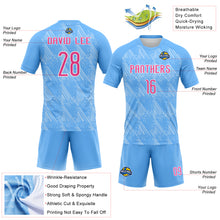 Загрузить изображение в средство просмотра галереи, Custom Powder Blue Pink-White Lines Splatter Art Sublimation Volleyball Uniform Jersey
