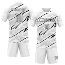 Load image into Gallery viewer, Custom White Black Abstract Brush Sublimation Volleyball Uniform Jersey
