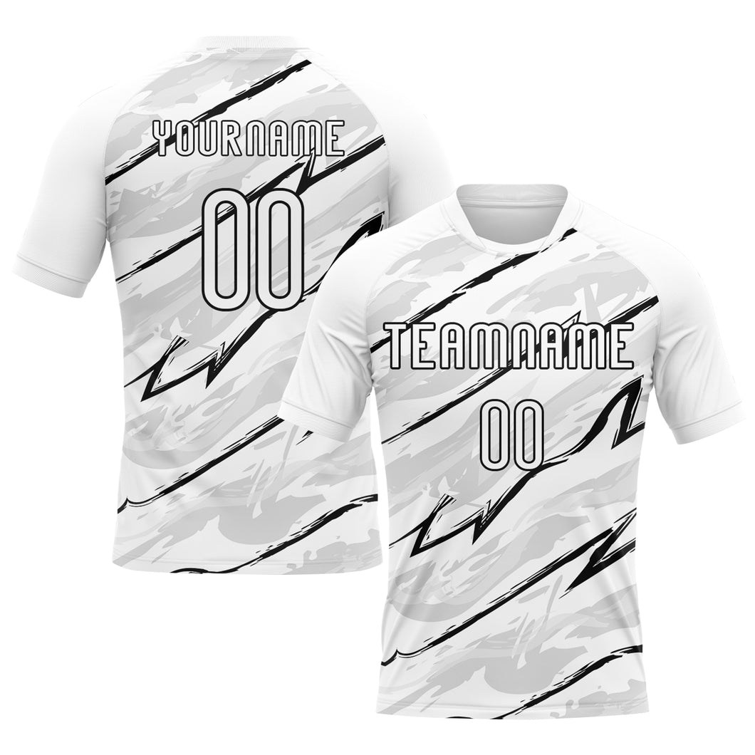 Custom White Black Abstract Brush Sublimation Volleyball Uniform Jersey